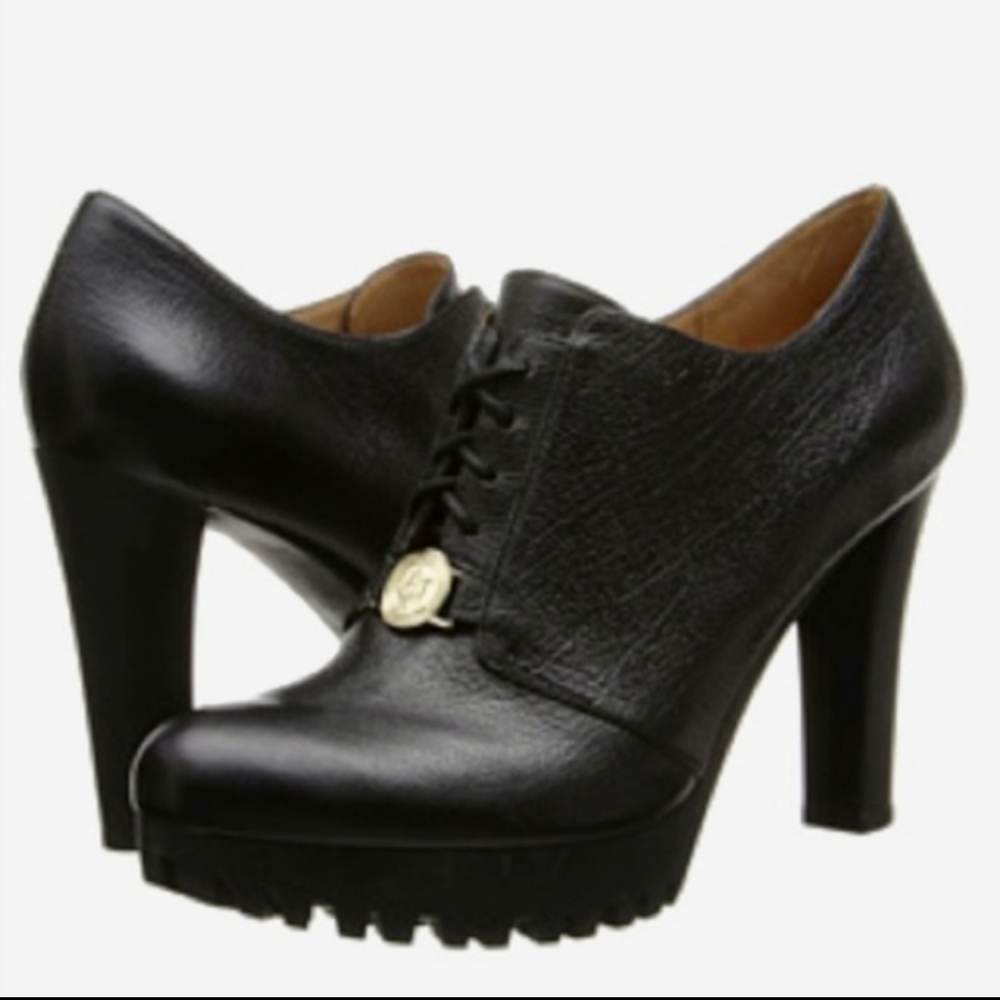 Armani Jeans leather platform almond toe booties